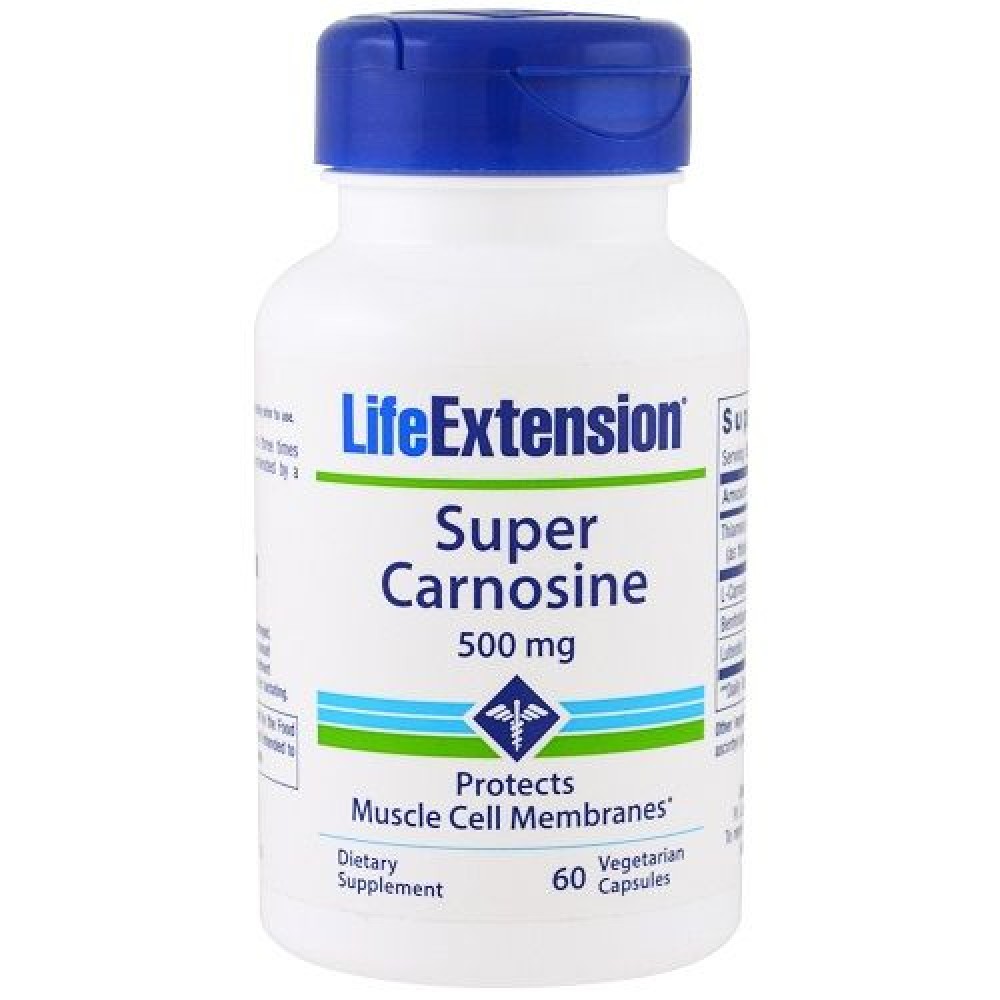 Life Extension | Super Carnosine 500mg | Συμβάλλει στη Διατήρηση της καλής Λειτουργίας του Οργανισμού | 60 φυτοκάψουλες