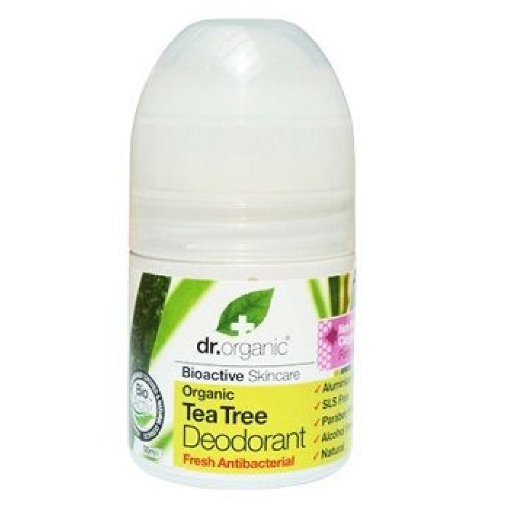 Dr. Organic |Tea Tree Deodorant Roll-On  | Αποσμητικό με  Βιολογικό Τεϊόδεντρο  | 50ml