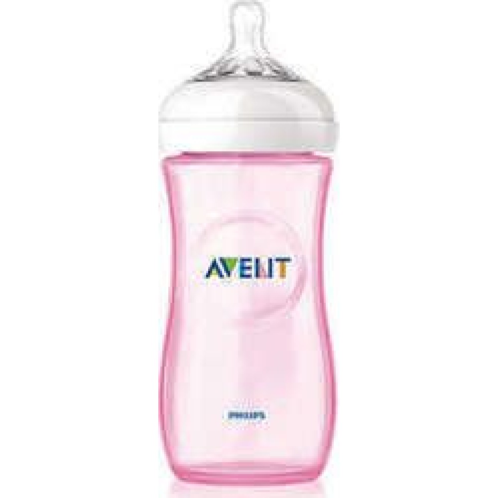 Avent | Natural | Πλαστικό Μπιμπερό Ροζ με Θηλή Μέτριας Ροής 6m+ | 330ml