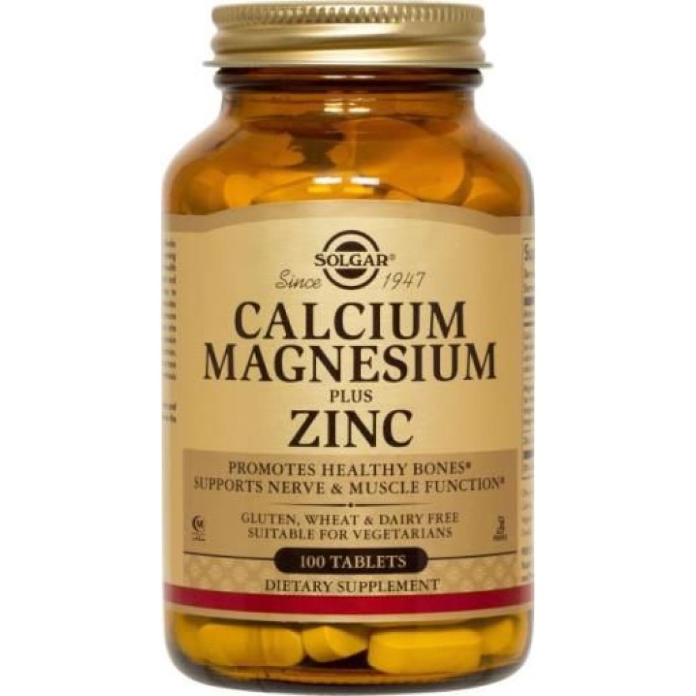 Solgar | Calcium Magnesium & Zinc | Συμπλήρωμα Διατροφής Μαγνήσιο & Ψευδάργυρος | 100tabs