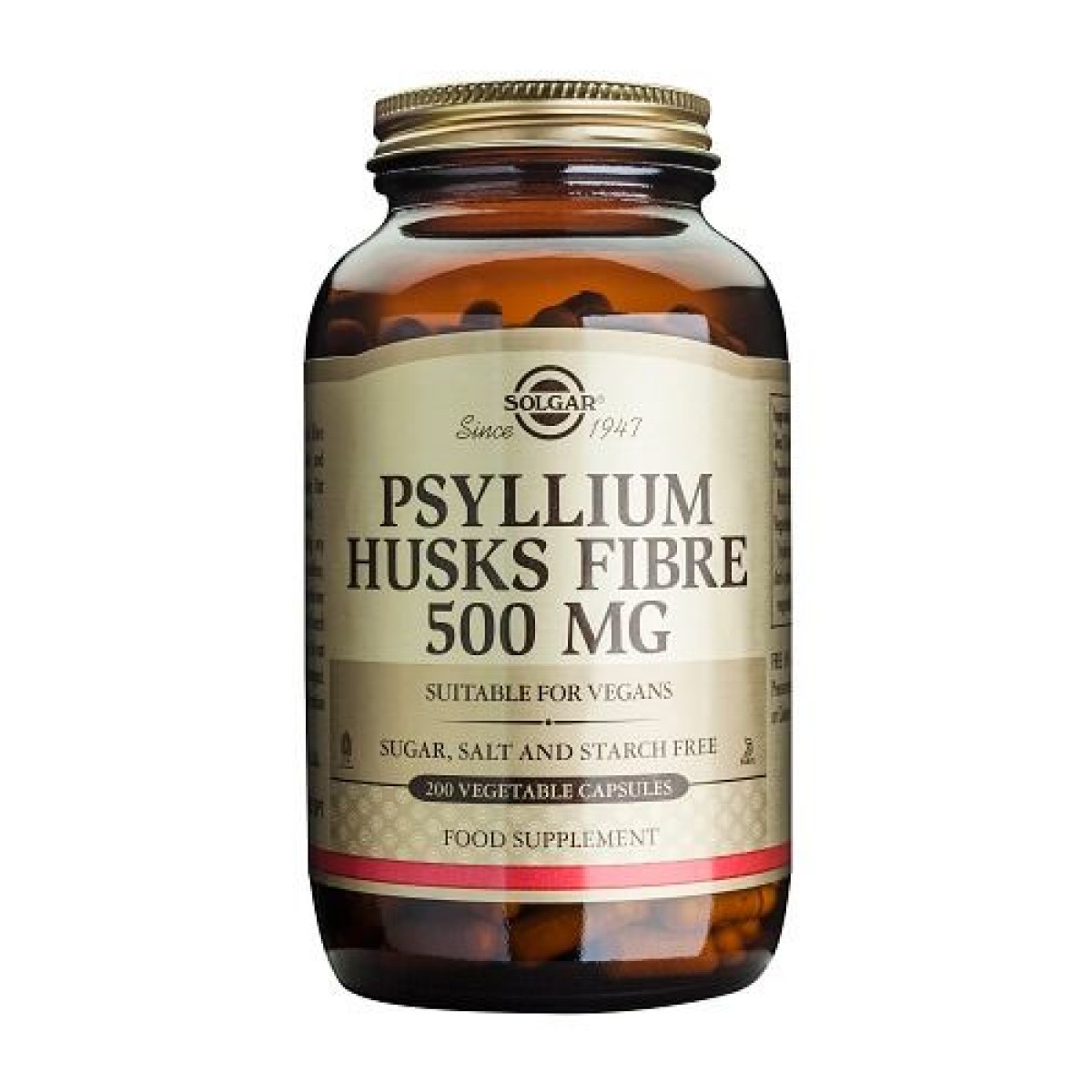 Solgar | Psyllium Husks Fibre 500mg | Συμπλήρωμα Διατροφής για την Καλή Λειτουργία του Εντέρου | 200caps