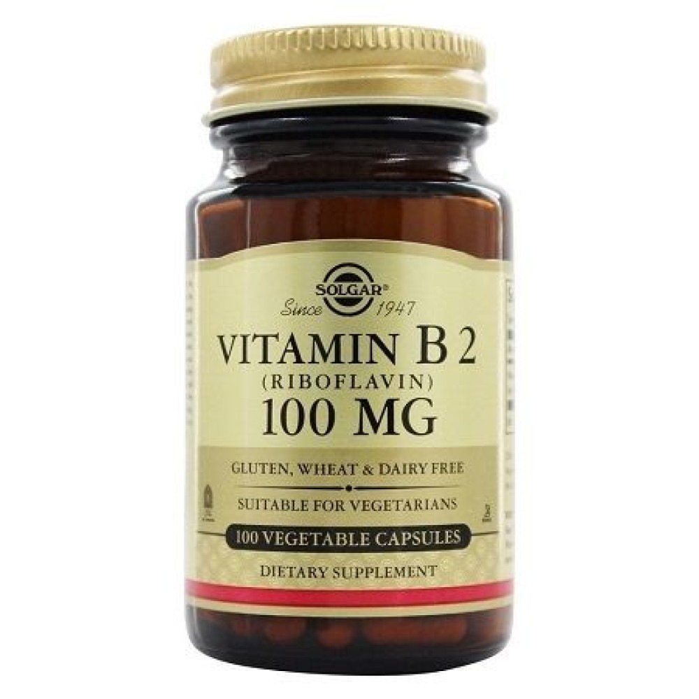 Solgar | Vitamin B2 100mg | Συμπλήρωμα Διατροφής Βιταμίνη Β2 ( Ριβοφλαβίνη ) | 100caps