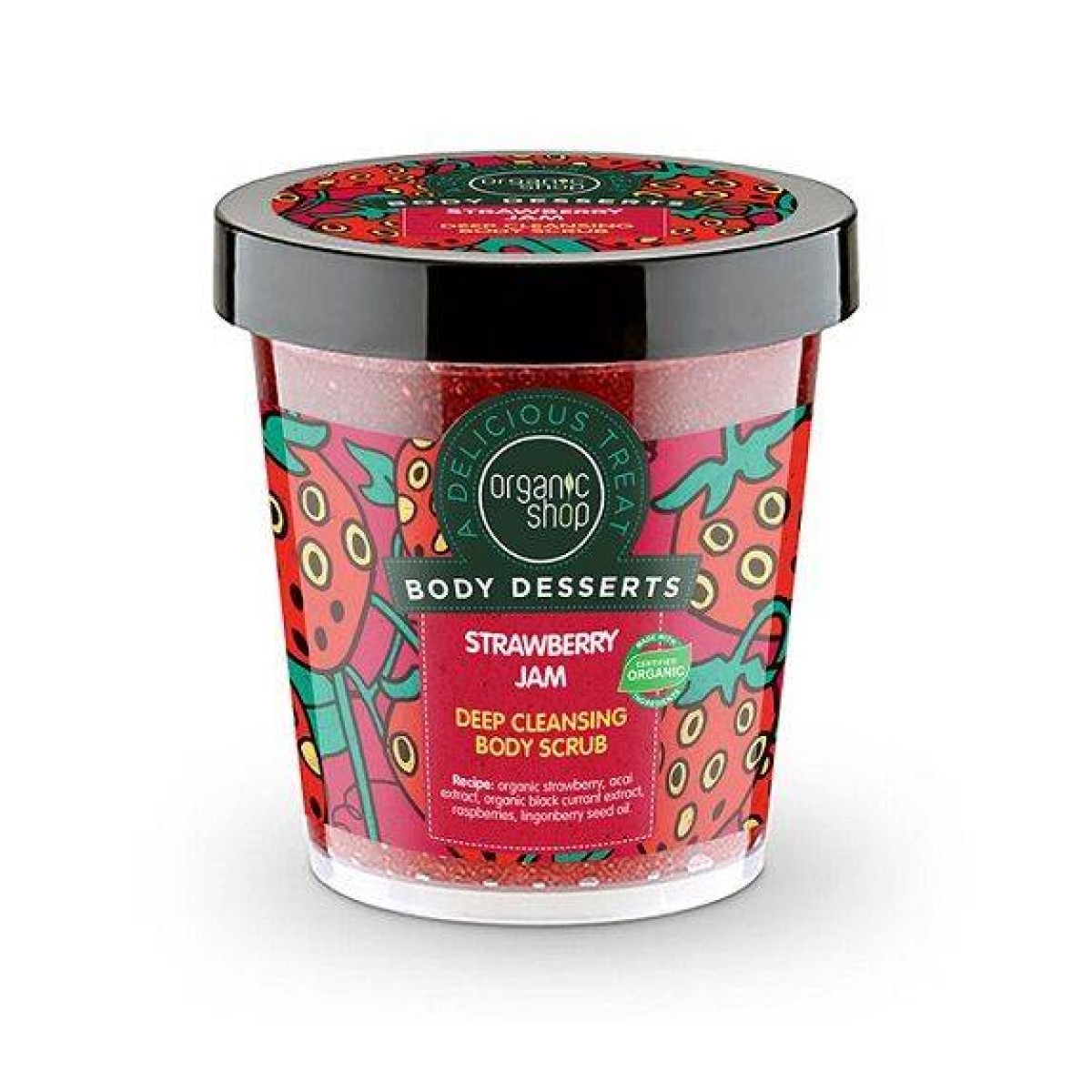 Organic Shop | Body Desserts Strawberry Jam |Μαρμελάδα Φράουλα Απολεπιστικό Σώματος για Βαθύ Καθαρισμό | 450 ml