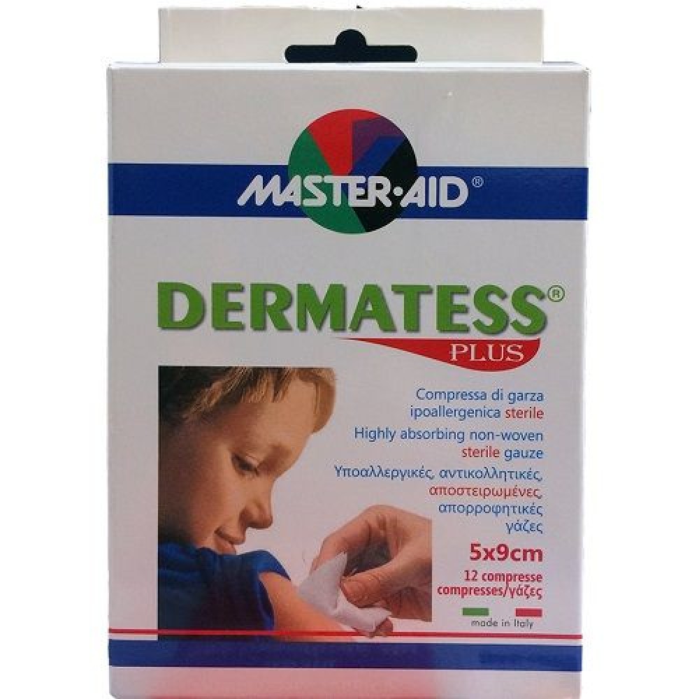 Master Aid | Dermatess Plus | Αντικολλητικές Αποστειρωμένες Γάζες 5x9cm |12τμχ