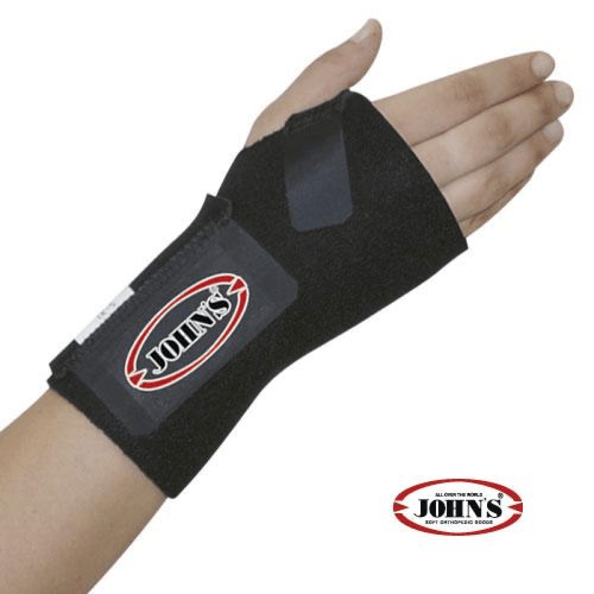 John\'s | Wrist Support Wrap Around 120212R | Νάρθηκας Καρπού Μαύρος | Δεξί | 1τμχ