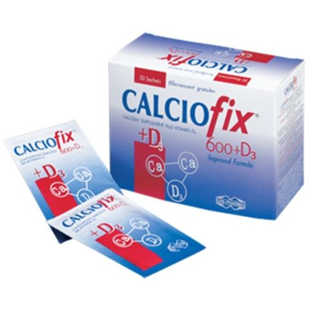 Intermed | Calciofix 600mg & Vit. D3 200IU | Συμπλήρωμα Διατροφής Ασβεστίου & Βιτ. D3 με Γεύση Λεμόνι| 30 Sachets