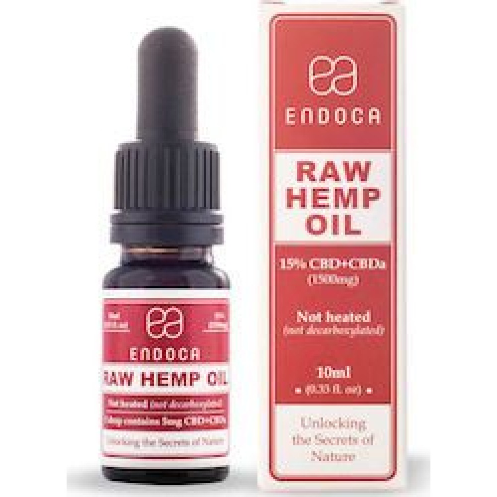 Endoca | Raw Hemp Oil Drops 15% CBD + CBDa |Ακατέργαστο Έλαιο Κάνναβης (1500 mg) | 10ml
