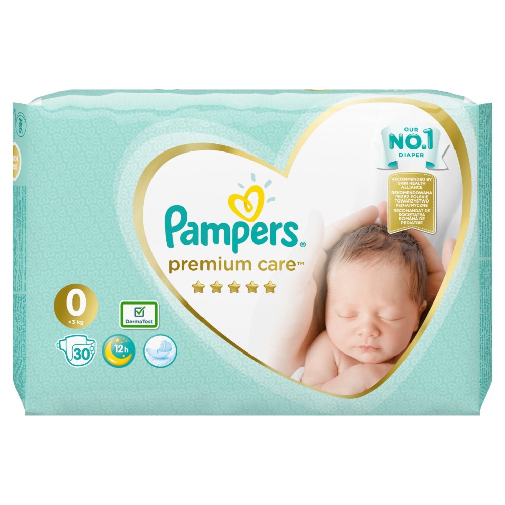 Pampers | Premium Care Πάνες για Πρόωρα ή Νεογέννητα Βρέφη | No.0 (έως 3kg) | 30τμχ.