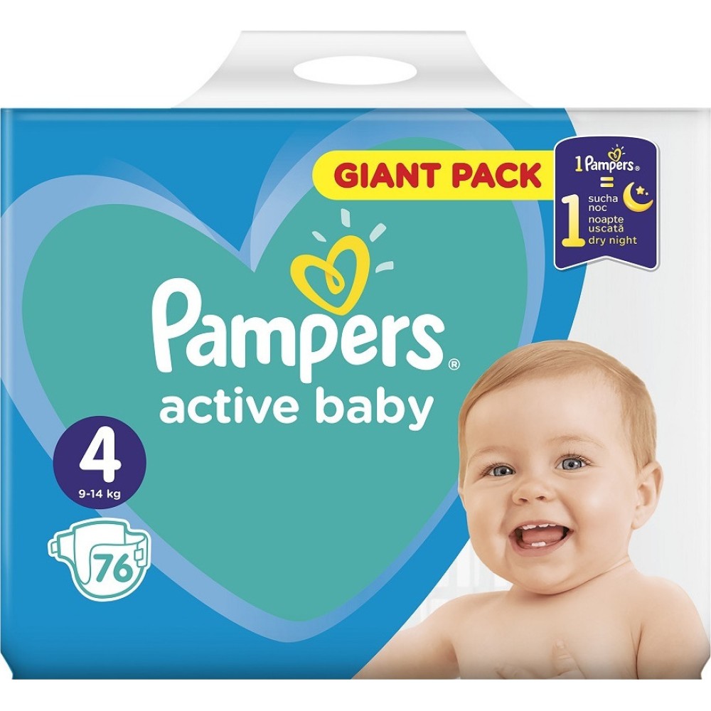 Pampers | Active Baby Giant Box | Πάνες No.4 (9-14kg) | 76τεμ.