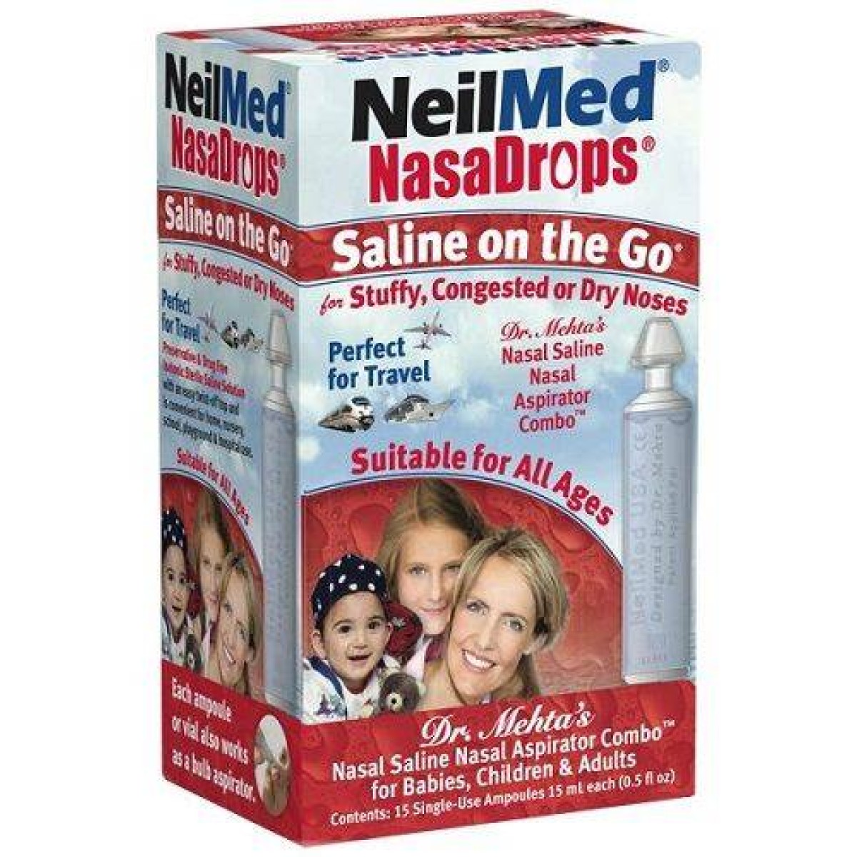 Neilmed | NasaDrops Saline on the Go | 15 Αμπούλες των 15ml για Ρινικές Πλύσεις