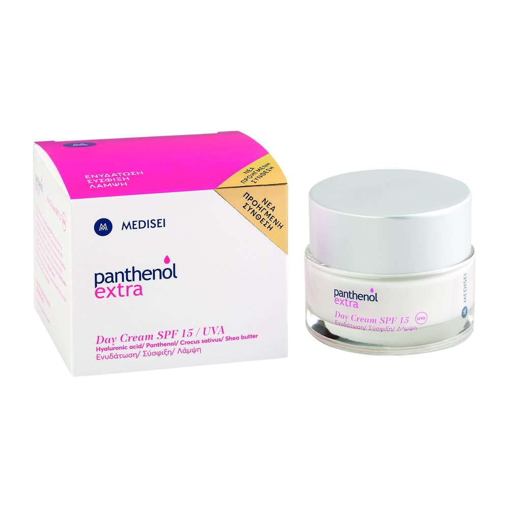 Medisei | Panthenol Extra | Day Cream SPF 15/UVA | Κρέμα Ημέρας για Ενυδάτωση/Σύσφιξη/Λάμψη | 50ml