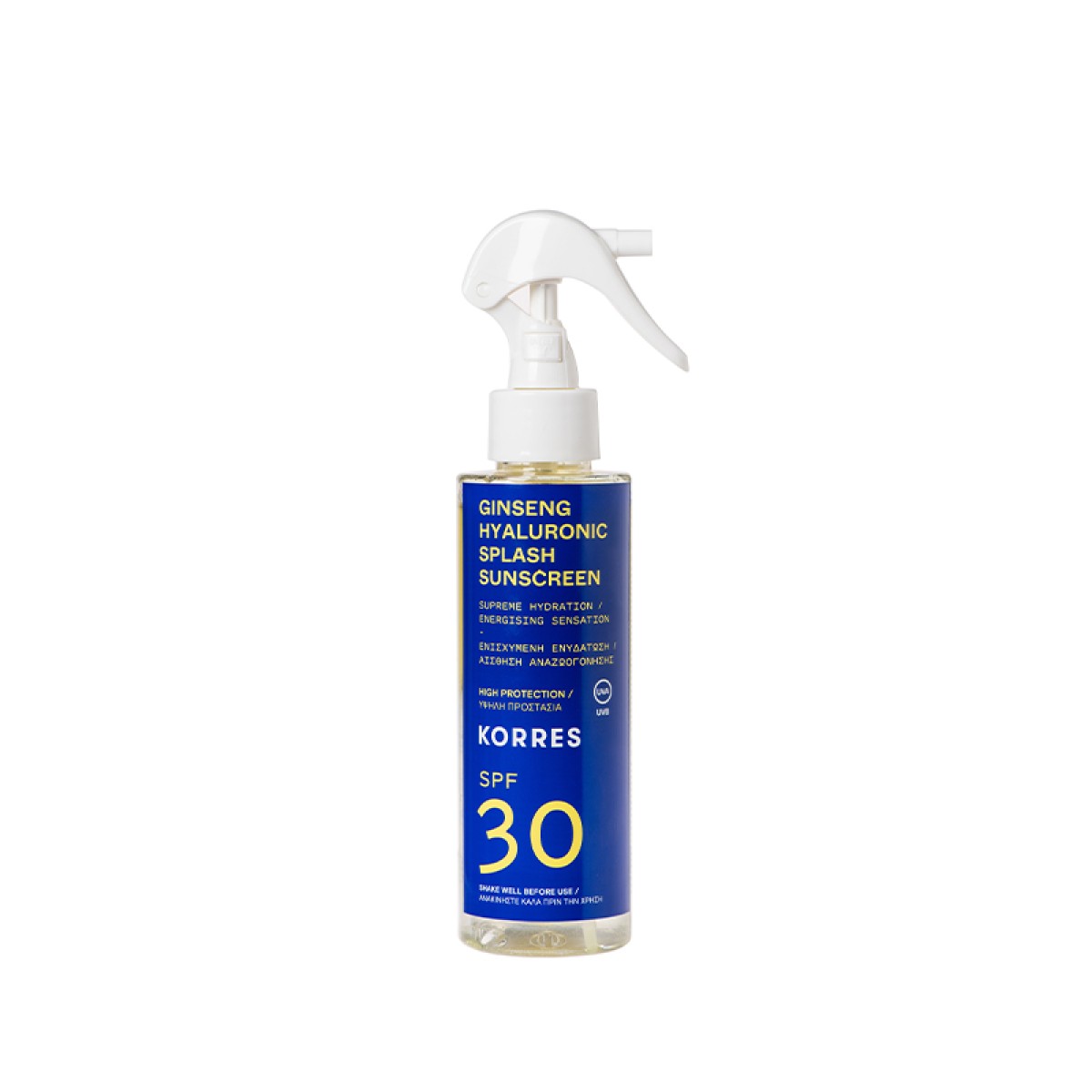 Korres | Ginseng & Hyaluronic Splash Sunscreen SPF30 Αντηλιακό Ginseng & Υαλουρονικό με Υψηλή Προστασία για Πρόσωπο & Σώμα | 150ml