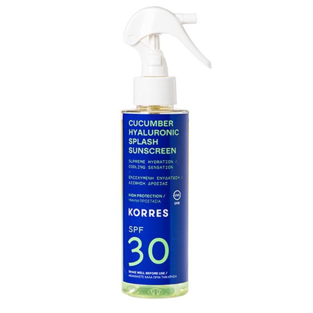 Korres | Cucumber & Hyaluronic Splash Sunscreen SPF30 Αντηλιακό Αγγούρι & Υαλουρονικό με Υψηλή Προστασία για Πρόσωπο & Σώμα|150ml