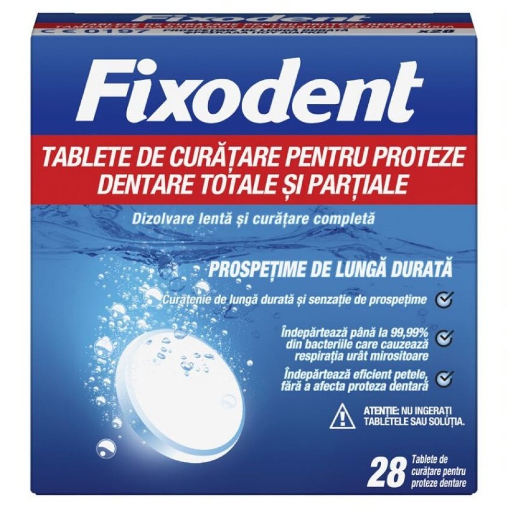 Fixodent 28 Tablets | Ταμπλέτες Καθαρισμού για Ολικές & Μερικές Τεχνητές Οδοντοστοιχίες