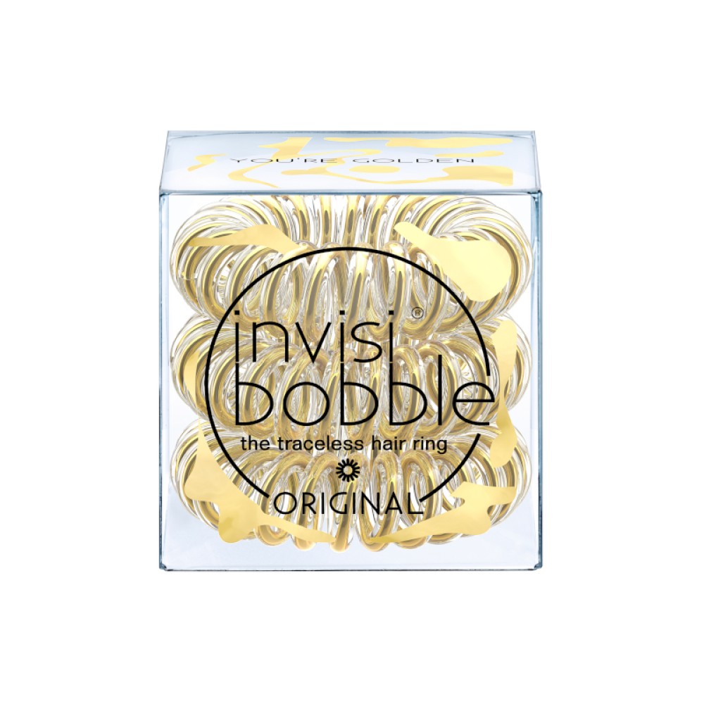 Invisibobble | Time to Shine | Original Hair Ring Λαστιχάκι Μαλλιών | You're Golden | 3τμχ