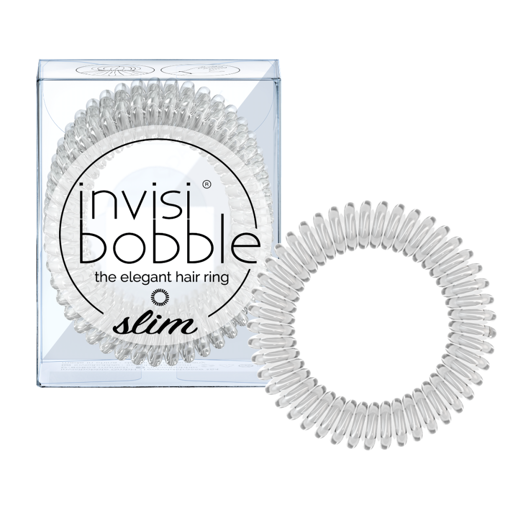 Invisibobble | Slim The Elegant Hair Ring Λαστιχάκι Μαλλιών | Crystal Clear | 3τμχ