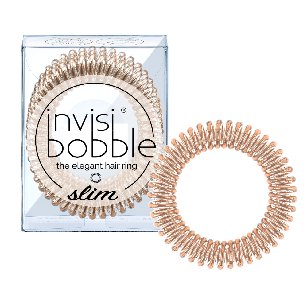 Invisibobble | Slim The Elegant Hair Ring Λαστιχάκι Μαλλιών | Bronze Me Pretty | 3τμχ