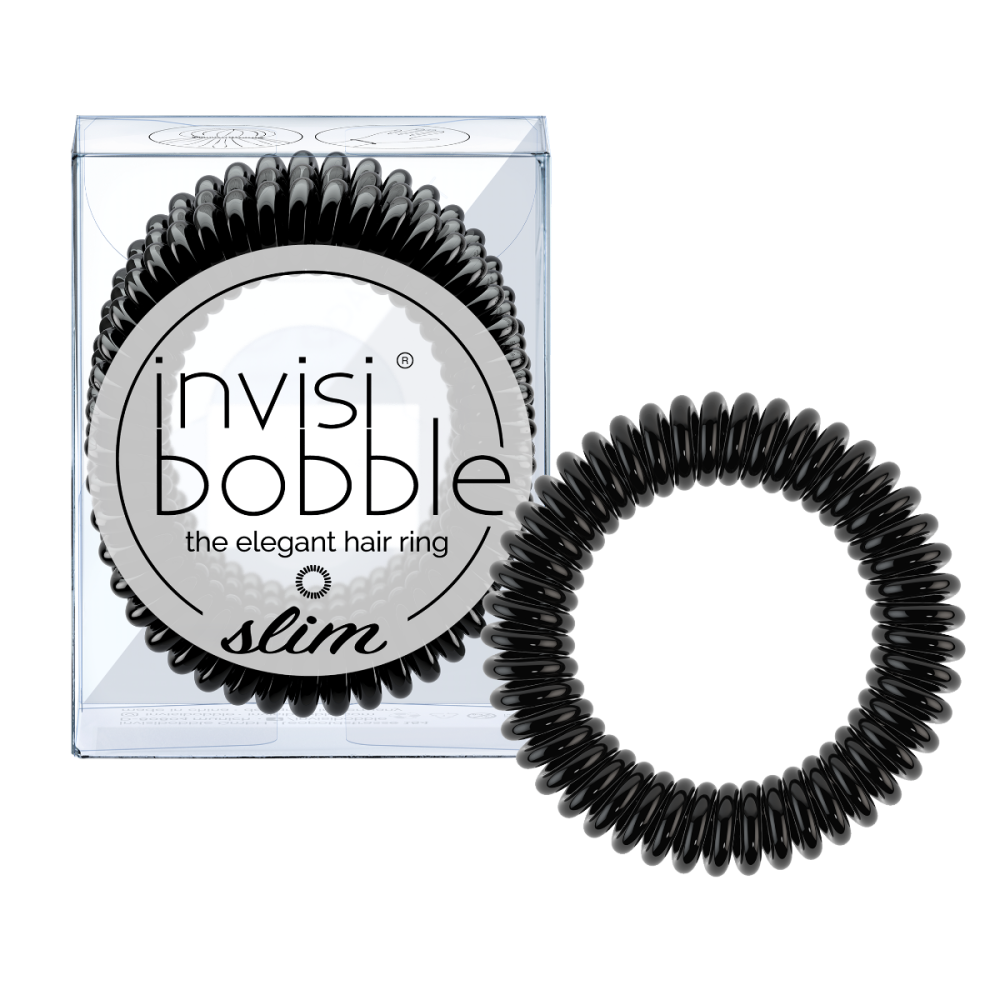 Invisibobble | Slim The Elegant Hair Ring Λαστιχάκι Μαλλιών | True Black | 3τμχ