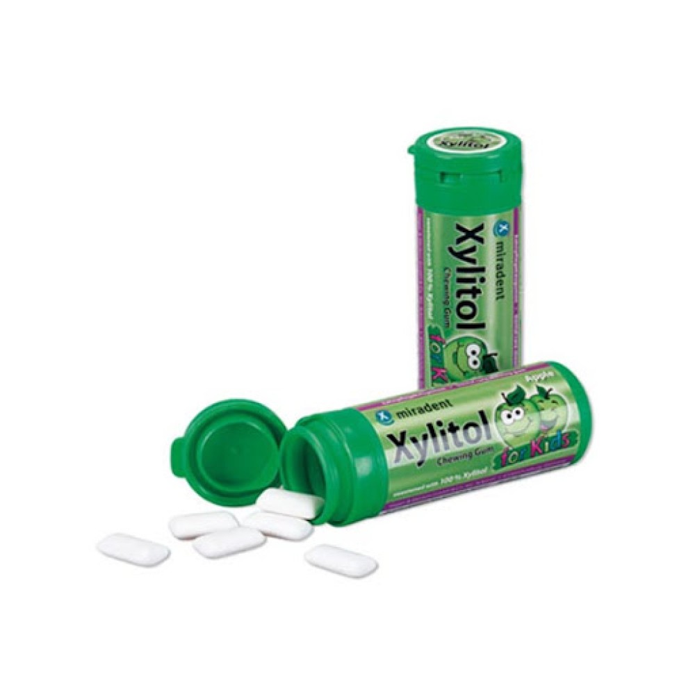 Miradent | Xylitol | Chewing Gum | For Kids Με Γεύση Πράσινο Μήλο | 30 τσίχλες