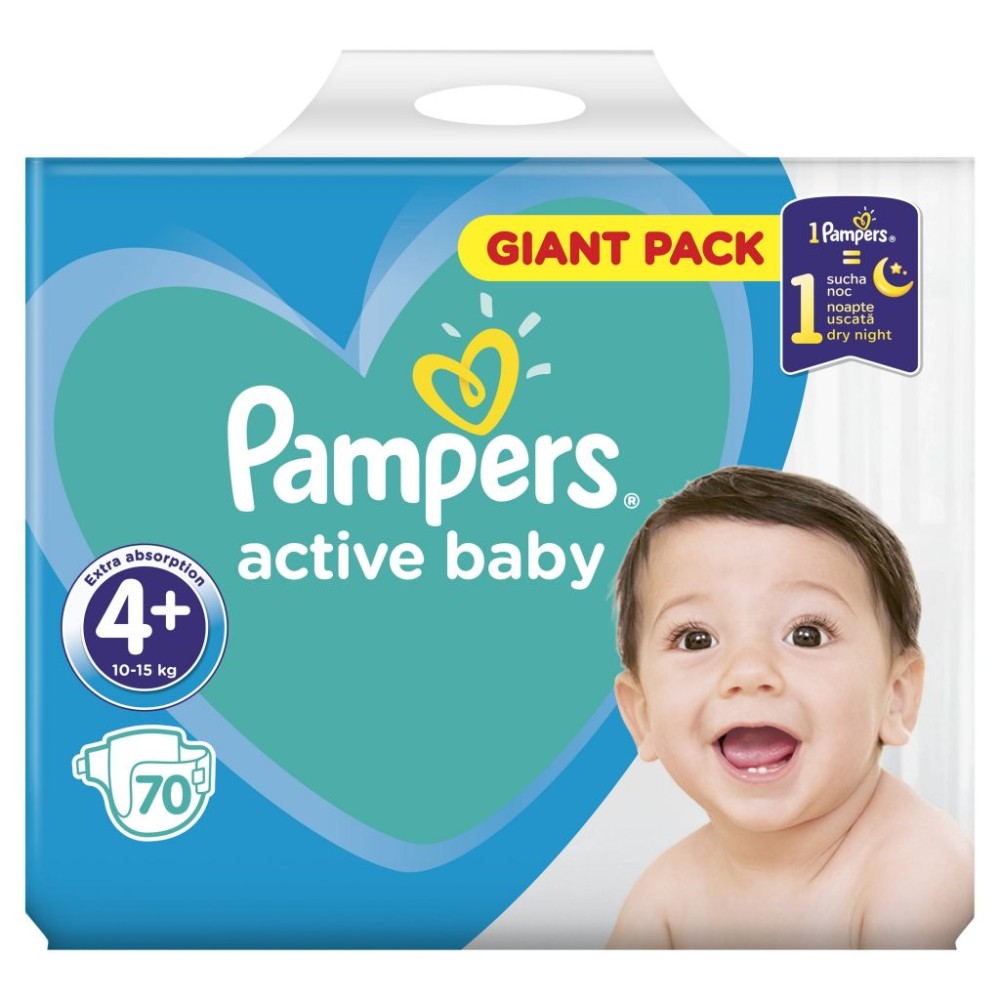 Pampers | Active Baby Giant Box | Πάνες No.4+ (10-15kg) | 70 τεμ.