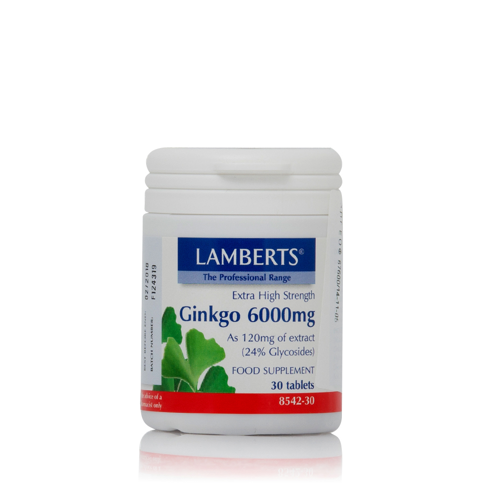 Lamberts | Ginko Biloba Extract 6000mg | 30 Ταμπλέτες