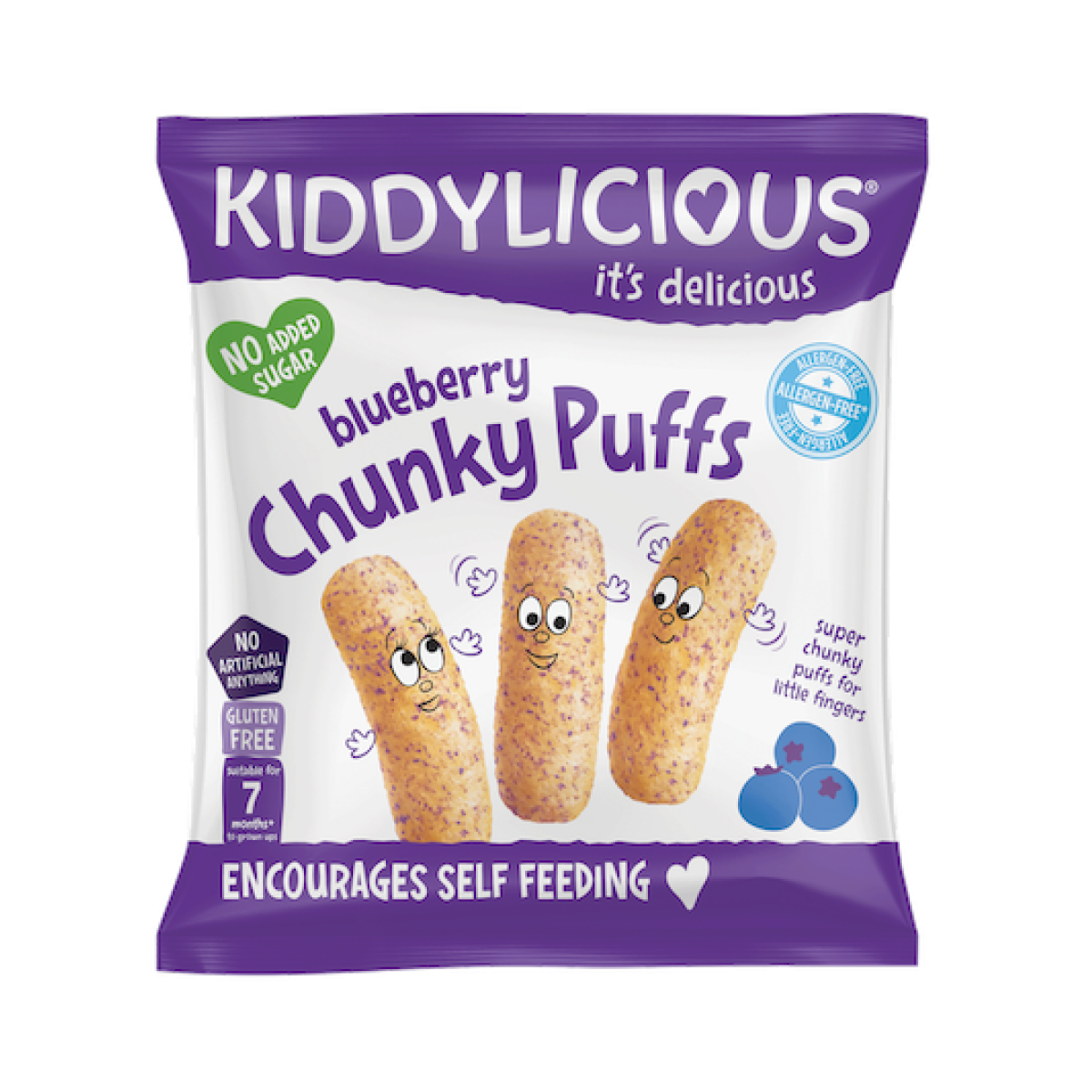 Kiddylicious | Blueberry Chunky Puffs Σνακ Καλαμποκιού Μύρτιλο από τον 7ο Μήνα | 12gr