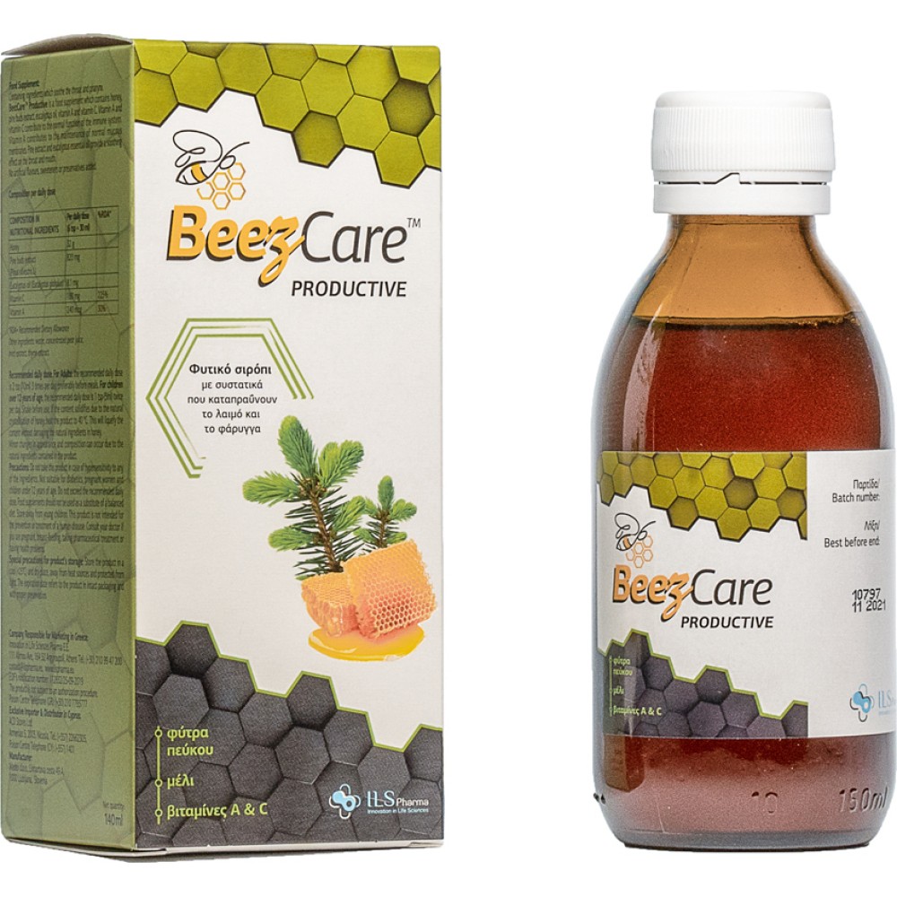 ILS Pharma | BeezCare Productive Φυτικό Σιρόπι που Καταπραΰνει το Λαιμό & το Φάρυγγα | 140ml