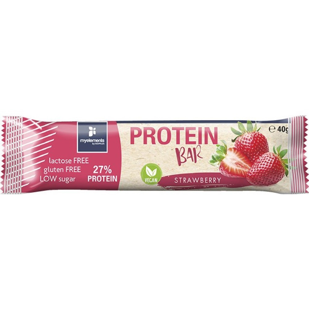 myelements | Protein Bar Vegan Μπάρα Πρωτεΐνης | Φράουλα | 40g