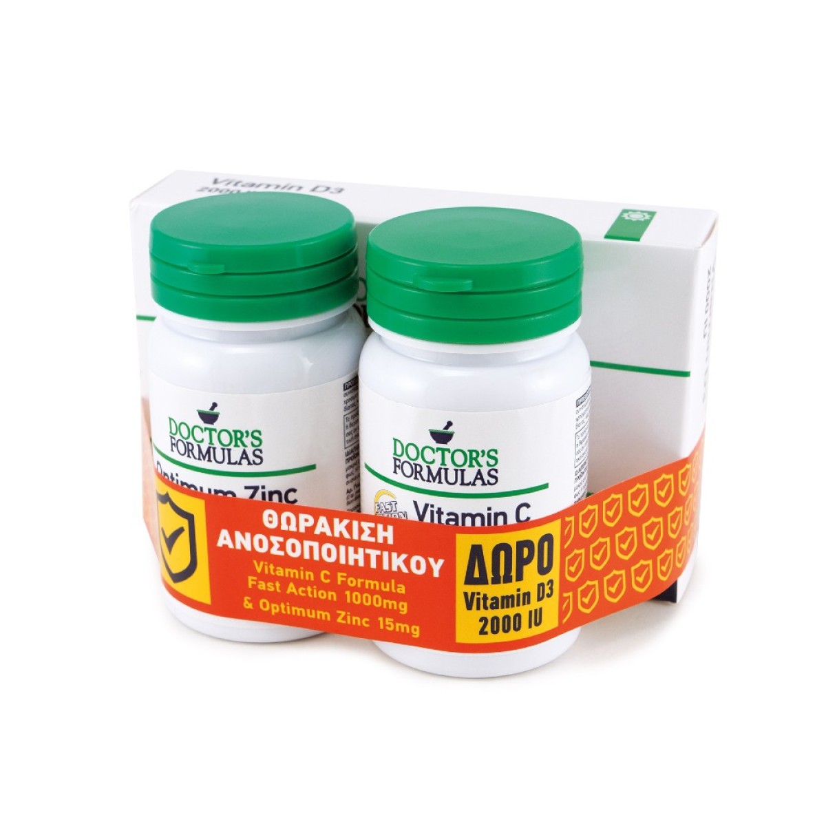 Doctor\'s Formulas | Promo Pack για Ενίσχυση Ανοσοποιητικού Vitamin C Fast Action 1000mg 30caps & Optimum Zinc 30caps & ΔΩΡΟ Vitamin D3 2000iu 60caps