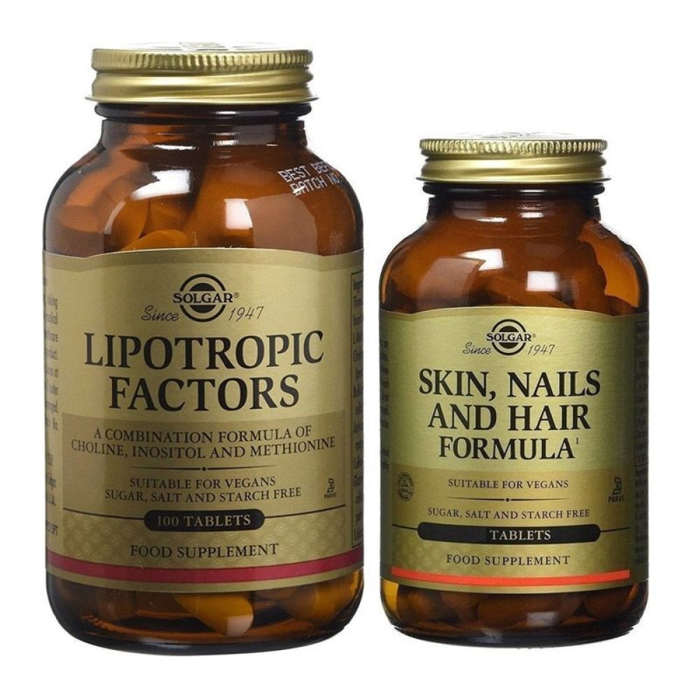 Solgar | Συμπλήρωμα Διατροφής Lipotropic Factors 100tabs & Skin, Nails And Hair 14tabs