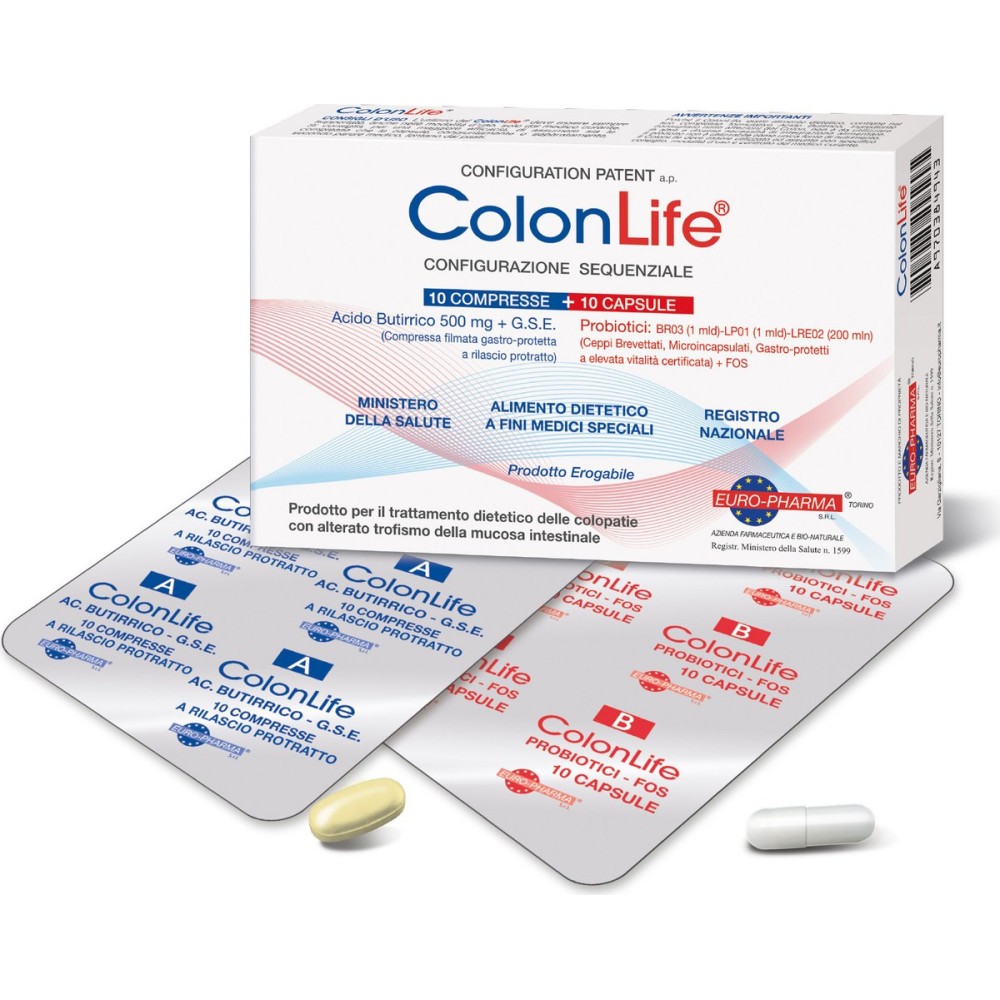 Bionat | ColonLife Συμπλήρωμα Διατροφής με Βουτυρικό οξύ και Προβιοτικά για Ευερέθιστο Έντερο | 10 tabs & 10 caps