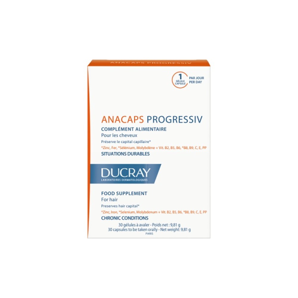 Ducray | Anacaps Progressiv Συμπλήρωμα Διατροφής για την Τριχόπτωση | 30caps