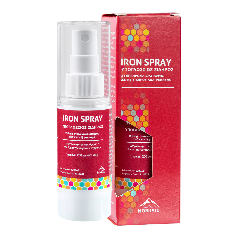 Nordaid | Iron Spray Υπογλώσσιος Σίδηρος | 200 ψεκασμοί