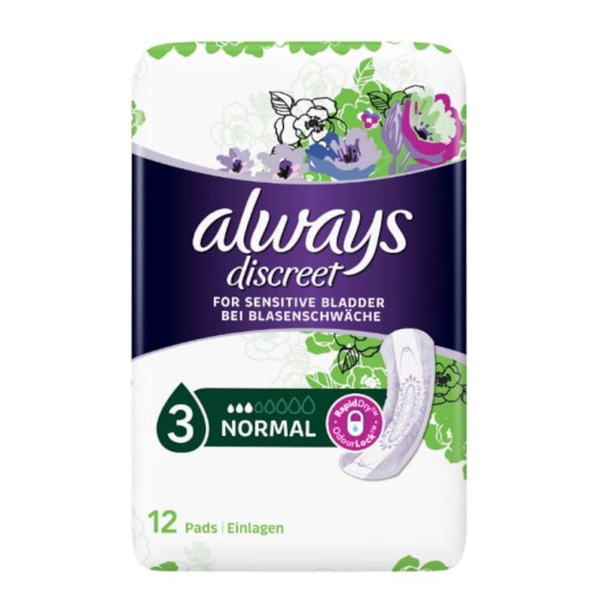 Always | Discreet Normal Pads Size 3 Σερβιέτες για την Ακράτεια | 12τμχ