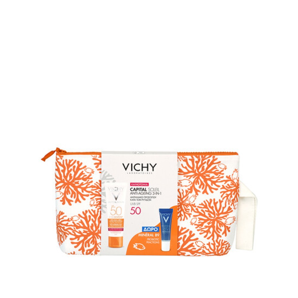 Vichy |  Promo Capital Soleil | Αντηλιακή Κρέμα Κατά Των Ρυτίδων SPF50+ 50ml | & Δώρο Vichy Mineral 89 Probiotics Fractions 10ml