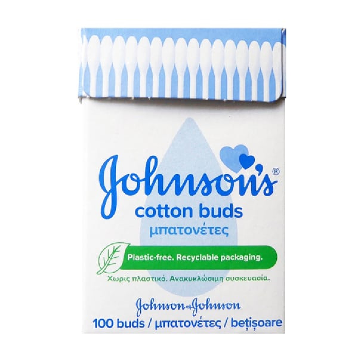 Johnson\'s | Cotton Buds | Μπατονέτες σε Ανακυκλώσιμη Συσκευασία | 100 τμχ
