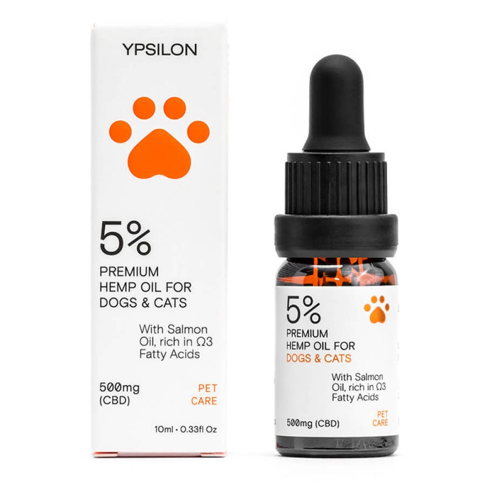 Ypsilon | 5% (500mg) Premium Pet Care  Έλαιο Κάνναβης CBD με Έλαιο Σολομού για Κατοικίδια | 10ml