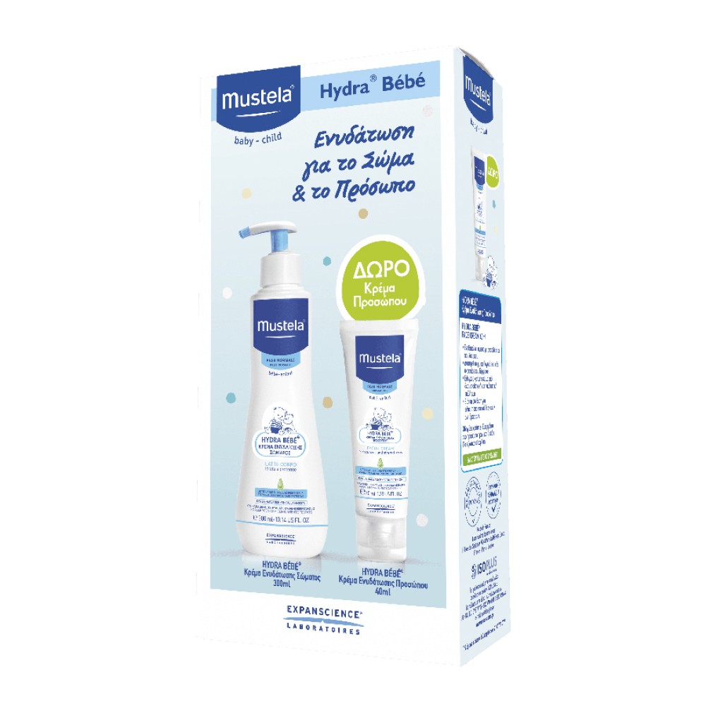 Mustela | Promo Hydra Bebe Lotion Ενυδατικό Γαλάκτωμα Σώματος 300ml & ΔΩΡΟ Hydra Bebe Facial Cream Κρέμα Ενυδάτωσης Προσώπου,40ml