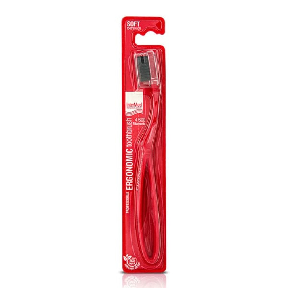 InterMed | Soft Professional Toothbrush Οδοντόβουρτσα Μαλακή σε Κόκκινο Χρώμα | 1τμχ