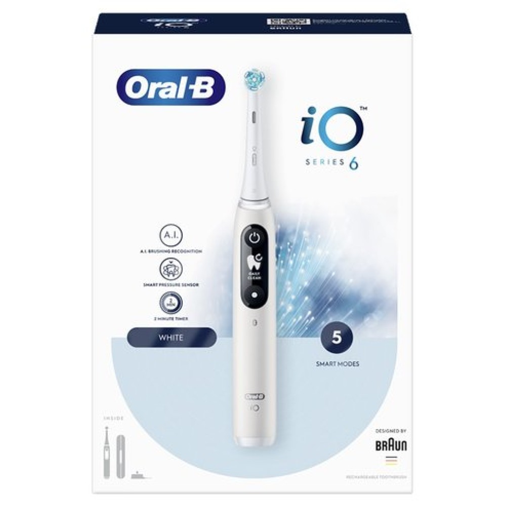 Oral-B | iO Series 6 Magnetic Ηλεκτρική Οδοντόβουρτσα Νέας Τεχνολογίας σε Λευκό Χρώμα