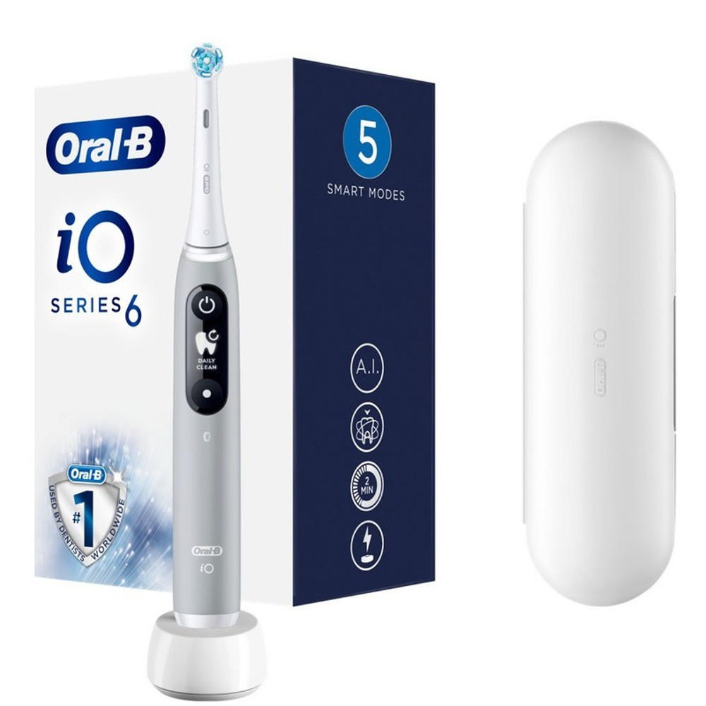 Oral-B | iO Series 6 Magnetic Ηλεκτρική Οδοντόβουρτσα Νέας Τεχνολογίας σε Grey Opal Χρώμα