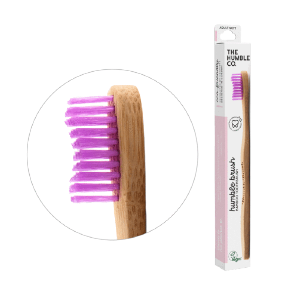 The Humble Co. | Humble Brush Bamboo Toothbrush Οδοντόβουρτσα από Μπαμπού Adult Soft Ροζ | 1 τεμάχιο