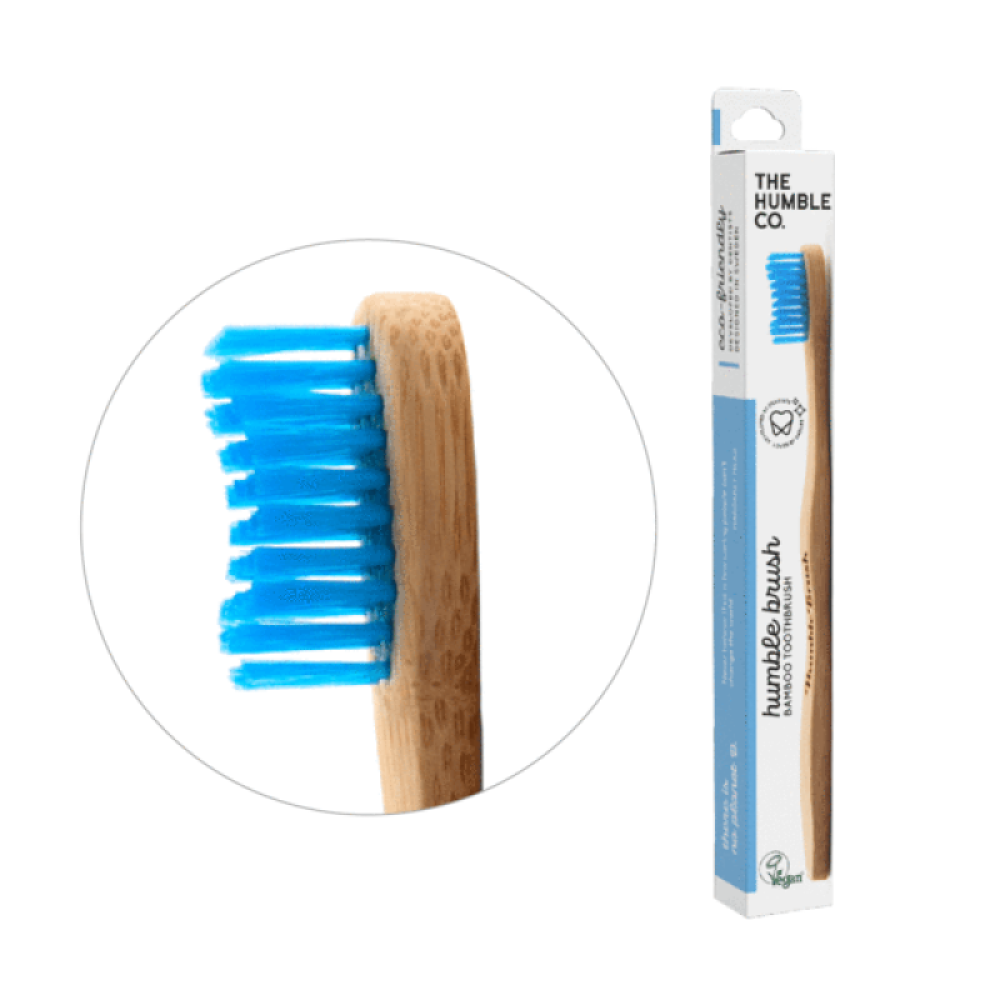 The Humble Co. | Humble Brush Bamboo Toothbrush Οδοντόβουρτσα από Μπαμπού Adult Soft Μπλε | 1 τεμάχιο