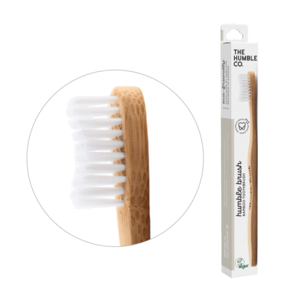 The Humble Co. | Humble Brush Bamboo Toothbrush Οδοντόβουρτσα από Μπαμπού Adult Medium Λευκό | 1 τεμάχιο