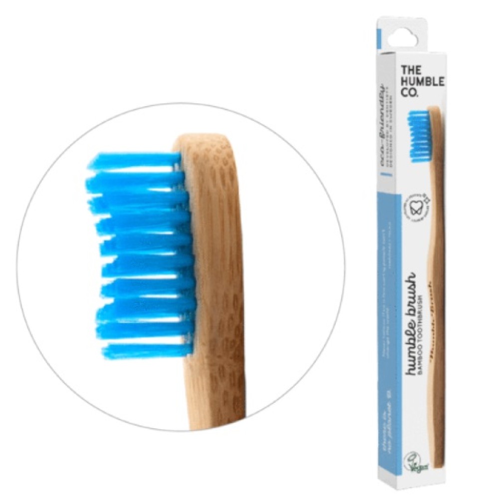 The Humble Co. | Humble Brush Bamboo Toothbrush Οδοντόβουρτσα από Μπαμπού Adult Medium Μπλε| 1 τεμάχιο