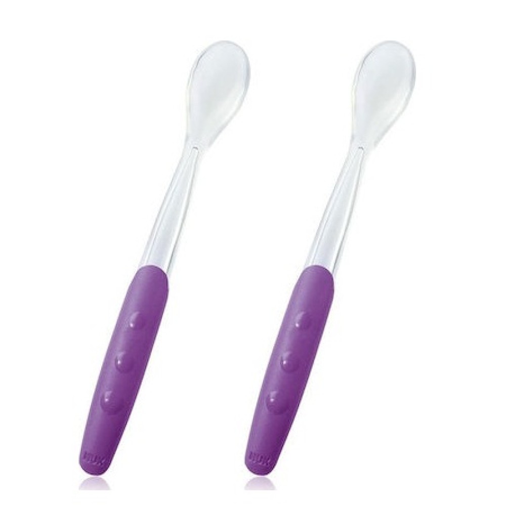 Nuk | Easy Learning Soft Feeding Spoon Μαλακό Κουτάλι Φαγητού με Κοίλο Τμήμα από Σιλικόνη 4+m | 2τμχ