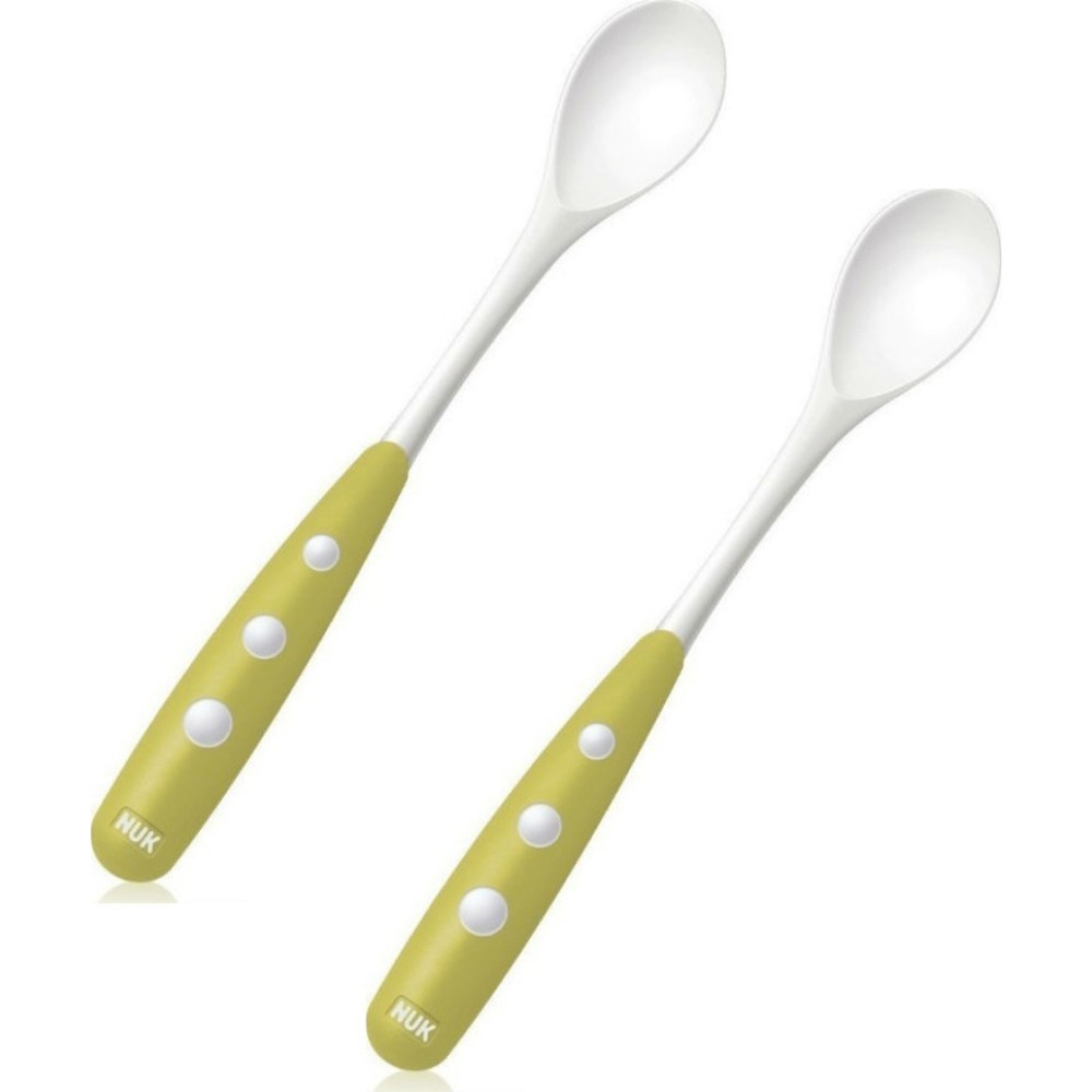 Nuk | Easy Learning Soft Feeding Spoon Μαλακό Κουτάλι Φαγητού με Κοίλο Τμήμα από Σιλικόνη 6+m | 2τμχ