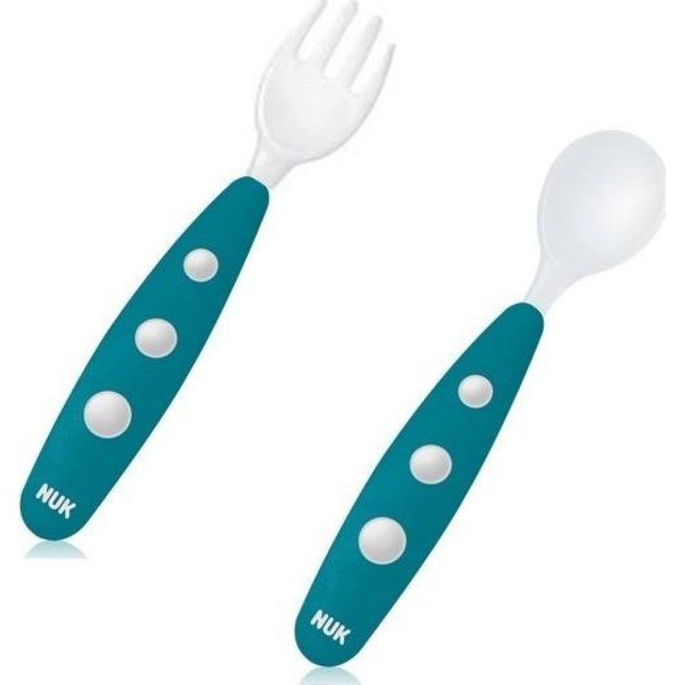 Nuk | Easy Learning Mini Cutlery Set Εκπαιδευτικό Σετ Κουτάλι & Πιρούνι Mini από Πλαστικό 8+m | 2τμχ
