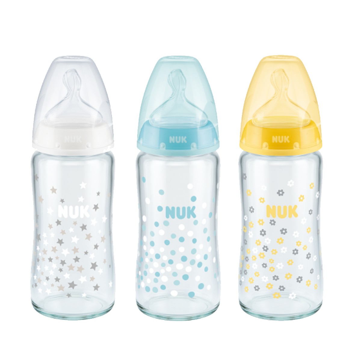 Nuk | First Choice Plus Μπιμπερό Γυάλινο με Θηλή Σιλικόνης Medium 0-6m | 240ml