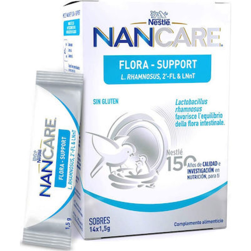 Nestle | NANCare Flora Support Παιδικό Συμπλήρωμα Διατροφής που Συμβάλλει στην Ισορροπία του Εντερικού Μικροβιώματος | 14 φακελίσκοι